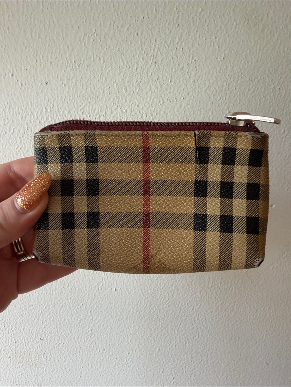 Classic Plaid Burberry Coin Pouch - Tan